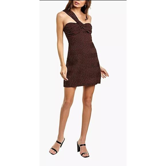 Alexis Luksa black and red heart print one shoulder mini ruched dress romantic - Picture 1 of 10